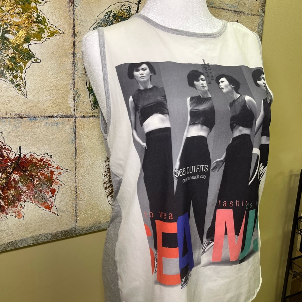 Zara Black and White Graphic Muscle Tee
